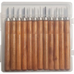 ROX Wood 4504 Mini Ahşap Oyma Bıçak Seti 12 Parça Pvc Çantalı