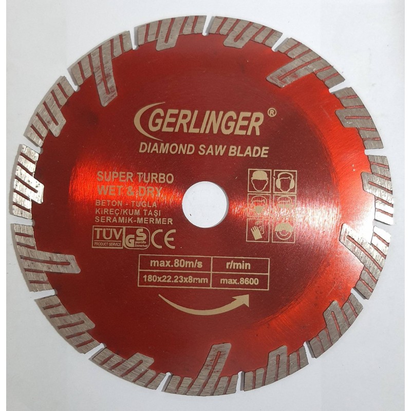 Gerlinger 180 mm. Süper Turbo Granit Mermer Kesme Testeresi